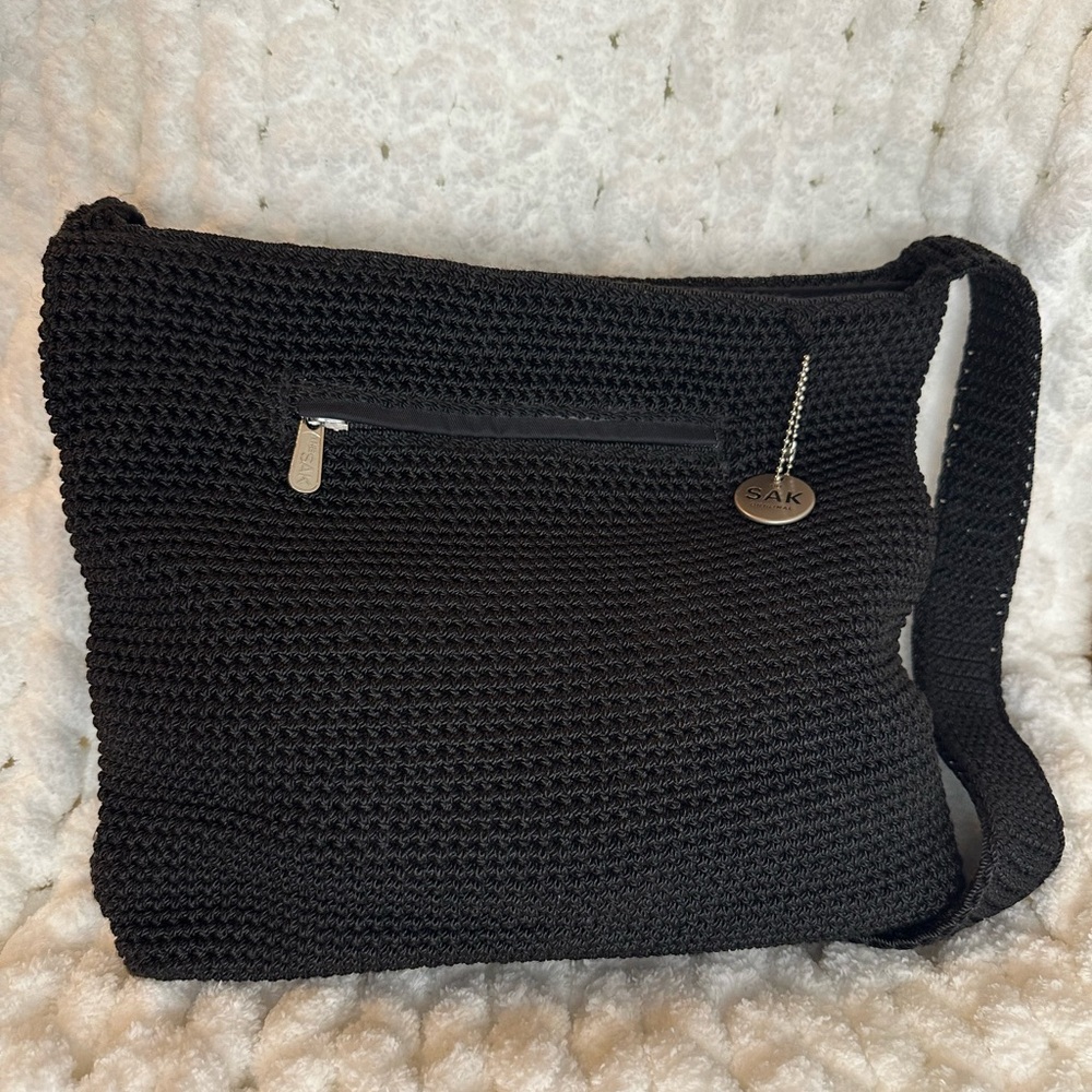 The Sak Black Knit Shoulder Bag